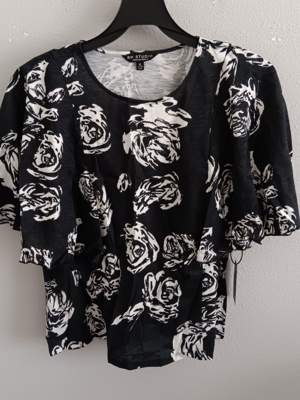 RM Studio x Rebecca Minkoff Cotton Modal Flutter Sly Knit Top, Black sz XL a7251 - Picture 2 of 3